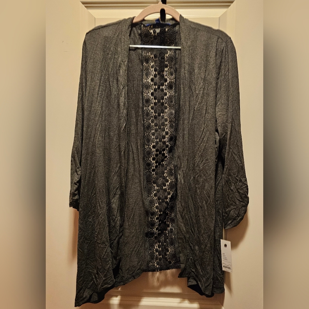 NWT Apt 9 gray jacket with lace down the back XXL